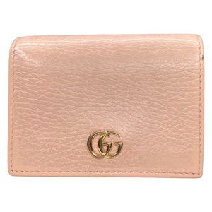 Gucci Marmont Card Case Pebbled Leather Wallet